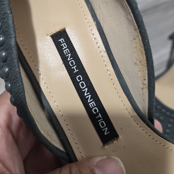 French Connection Women's Gray Ellis Studded Suede Heels Size 9 - Picture 7 of 14